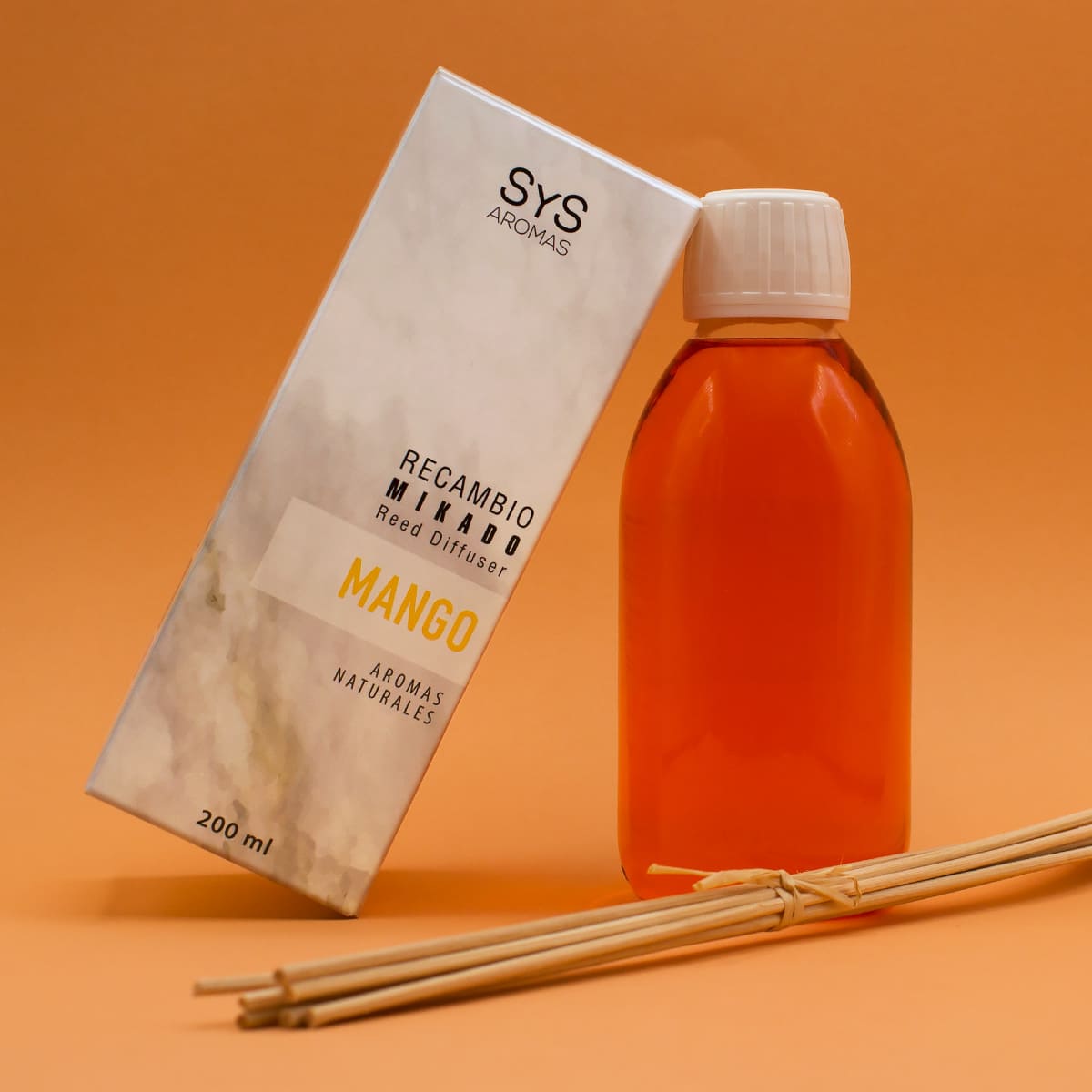 Recambio Mikado Mango 200ml + Palos Mármol SYS Aromas - Imagen 2