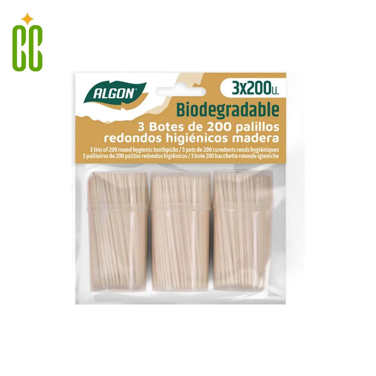 3 Botes de 200 Palillo Higiénico Redondo