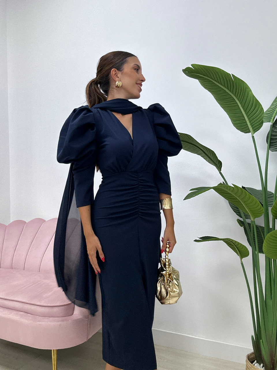 VESTIDO RIVAS AZUL MARINO - Imagen 2